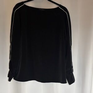 Banana Republic Black Blouse with White Piping